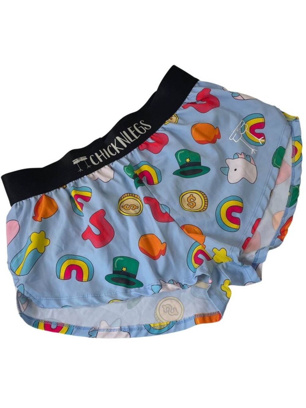 Chicknlegs Women's Charms 1.5" Split Shorts M Blue Multi Running Summer Beach